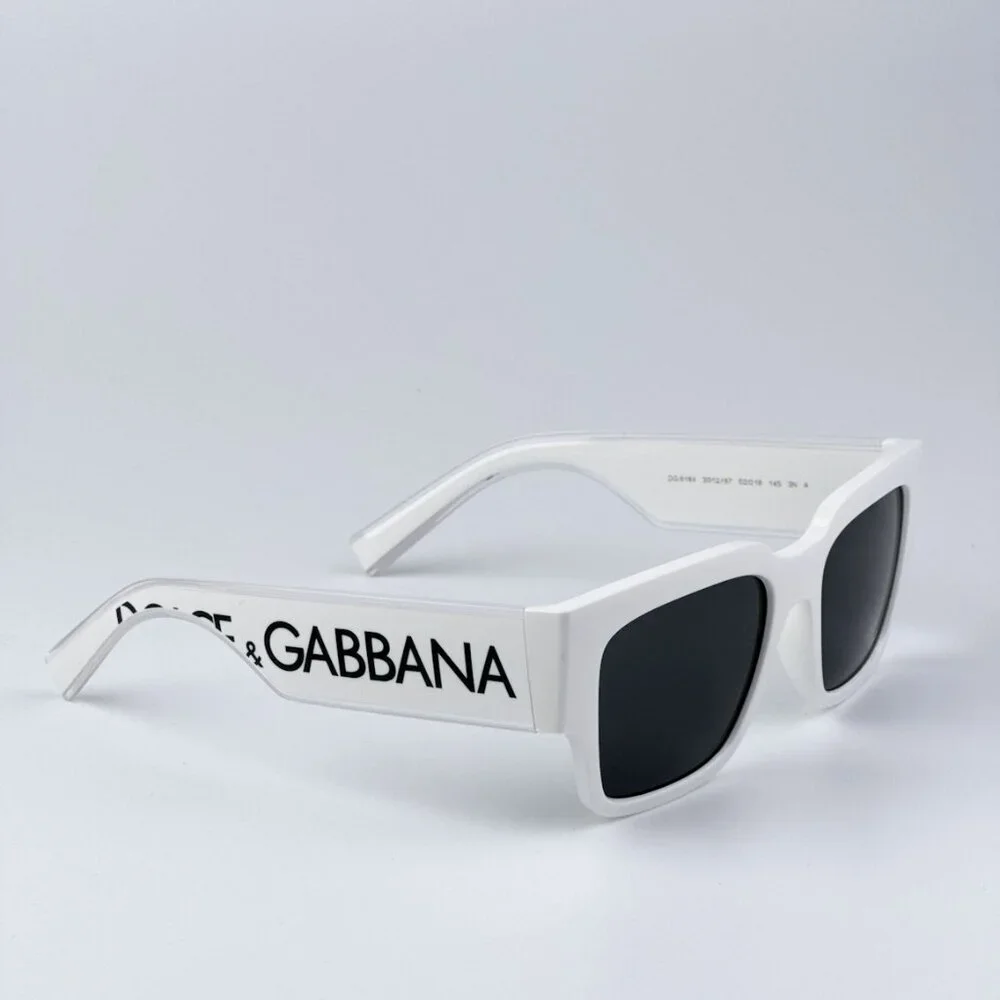 D&G DG6184 331287 BRAND NEW Sunglasses White Dark Grey Square Unisex